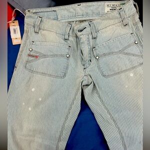 Diesel Light Blue Jeans With White Stripes  Straight Leg